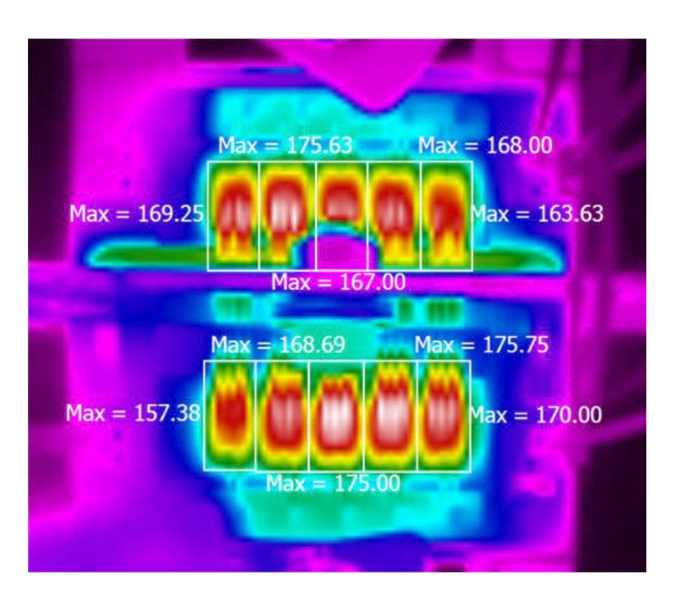 Thermal photo of an XM3 module venting heat