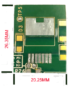 Photograph of a circuit board showing an A|N block under the landing pad.